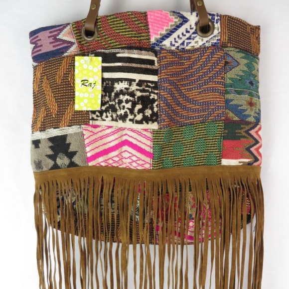 Raj L.A. Anthropologie Patchwork Fringe Bag NWT - Picture 5 of 7